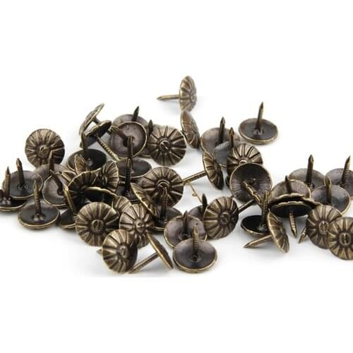 50Pcs 11X16mm Gold Brass Decorative Nails Tacks Applied Jewelry Gift Box Table Pushpins Furniture Hardware Woodwork Tools