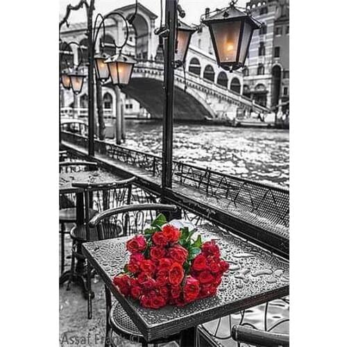 CNA Diy 5D Full Square Drill Diamond Painting River Rose Flower 3D Cross Stitch Ribbon Rhinestone Embroidery Crafts Home Decor