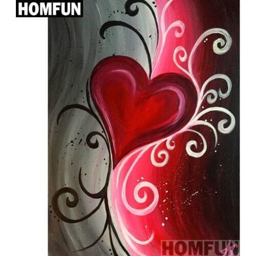 HOMFUN Full Square/Round Drill 5D DIY Diamond Painting "Red heart" 3D Embroidery Cross Stitch 5D Home Decor Gift A00900