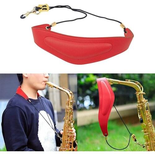 Alto Tenor Soprano Saxophone Sax Neck Strap Soft Leather Cushion Less Stress Sax Shoulder Strap for Soprano Tenor Saxophone