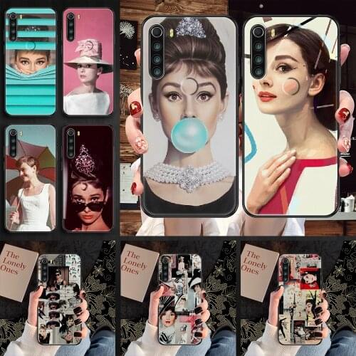 Audrey Hepburn Phone case For Xiaomi Redmi Note 7 7A 8 8T 9 9A 9S 10 K30 Pro Ultra black luxury prime painting hoesjes fashion