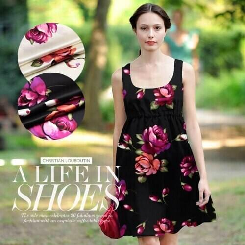 CNUM SP092 Pure Silk/ Hibiscus Mutabilis/ High Quality Fashion Printed/ Silk Fabric Stretch/Width 1.29yd Thickness 19mm