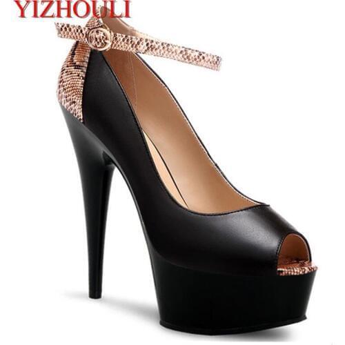 15cm high documentary shoes speak to princess serpentine color high-heeled shoes fashion shop new style