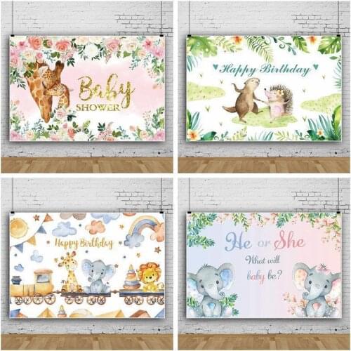 Rainbow Lion Fox Bear Animal Cartoon Flower Backdrop Baby Birthday Party Decoration Photography Photo Kids Custom Background