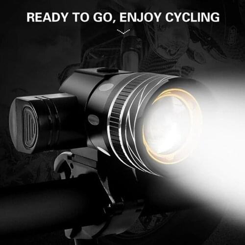 Bicycle Light LED Cycling Front Rear Light Bike Headlight USB Rechargeable Adjustable Zoom Battery Set T6 Bicycle Accessories