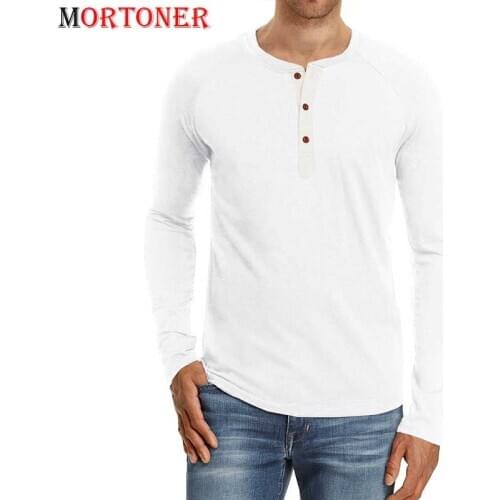 Mens White Casual Basic Long Sleeve Henley T-Shirts 2021 Spring New Cotton Soft Cozy T Shirt Men Brand Slim Fit Tee Shirt Homme
