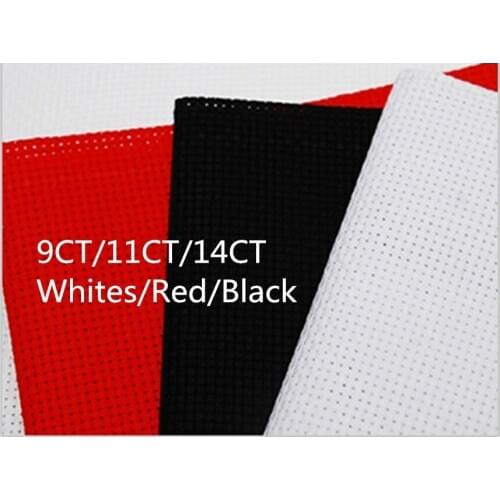 Canvas 9CT OR 11CT OR 14CT Cross Stitch High Quality Fabric 200X150cm Whites or Red or Black Aida Cloth Hot sell