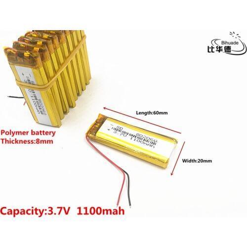 Good Qulity 3.7V,1100mAH 802060 Polymer lithium ion / Li-ion battery for tablet pc BANK,GPS,mp3,mp4