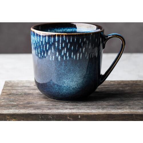 Ceramic mug retro style blue coffee cup Simple home 350ML