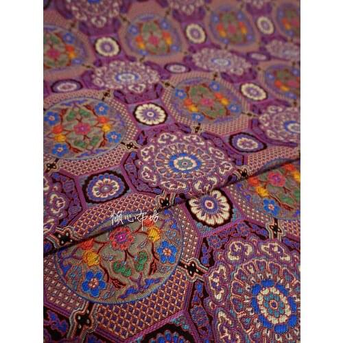Chinese Classics Brocade jacquard PURPLE Satin silk fabric Satin de soie Satén шелк hanfu cloth DIY patchwork bag
