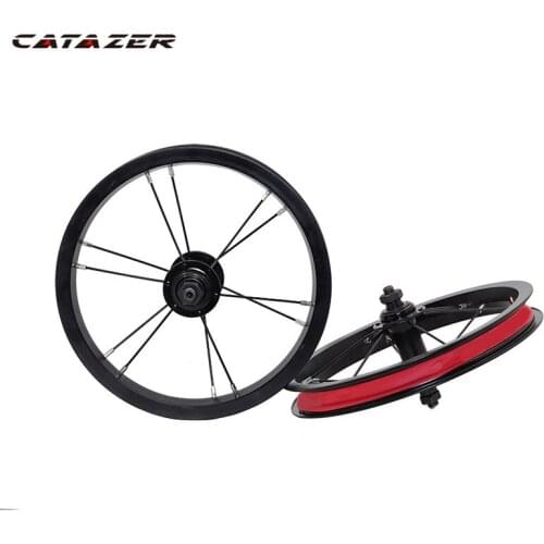 Catazer 12 Inch AL6061 Aluminum Wheelset Kids Balance Bike Black Aluminum Alloy Wheelset Child 95mm Bicycle Wheels