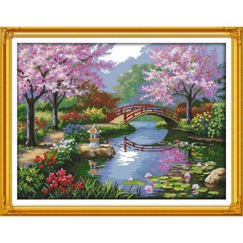 The beautiful scenery of Park cross stitch kit 18ct 14ct 11ct count printed canvas stitching embroidery DIY handmade needlework