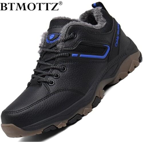 Winter Mens Casual Shoes Leather Waterproof Outdoor Shoes Men Keep Warm Platform Sneakers Mens Walking Shoes Zapatillas Hombre
