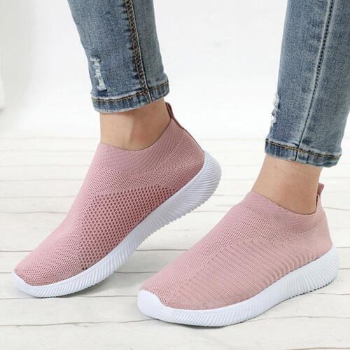 Casual mesh walking footwear sneakers women shoes 2021 knitted slip on female flat shoes tenis feminino vulcanize shoes