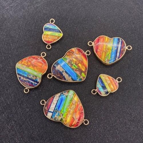 Heart-shaped Natural Stone Pendant Turquoise Two Hole Pendant Used for DIY Necklaces To Make Jewelry Accessories Wholesale 16x26