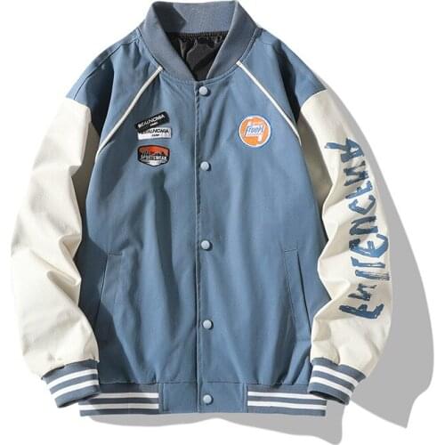 Harajuku Hip Hop Streetwear Energetic Jacket With Reflective Strips Jacket Coat Men Autumn Cotton Button Jacket Tops