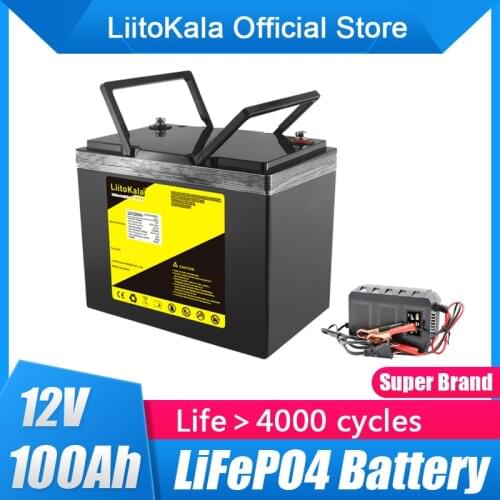 Liitokala portable special promotion 12V 100ah Lifepo4 battery pack waterproof 12.8v battery for marine motors, inverters, etc