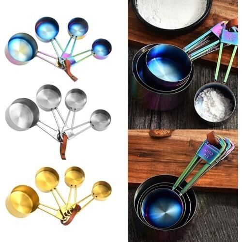 4pcs/set Stainless Steel Measuring Cups Cooking Baking Tea Coffee Cup Measure