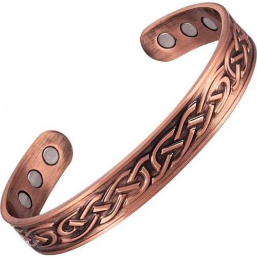 Classic Punk Retro Pattern Carved Rose Gold Magnetotherapy Metal Open Bracelet Leisure Health Care Jewelry