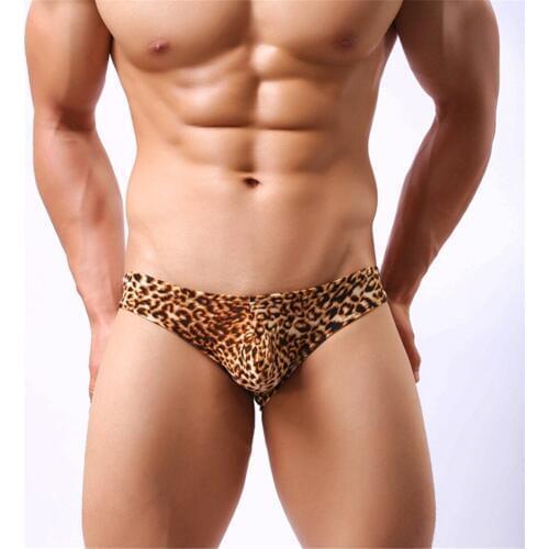Leopard-print mens underwear sexy embossed pocket youth mens briefs trend comfortable breathable cool low waist panties male