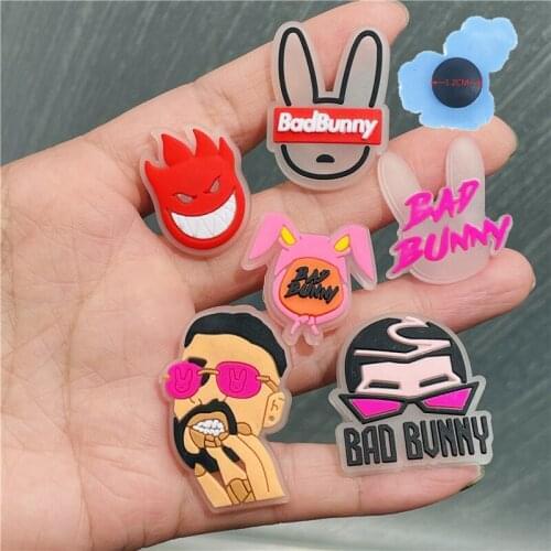 New Arrival 1pcs Luminous PVC Fire Bunny Shoes Accessories Garden Shoe Decorations Fit Croc Jibz Charm Kids Holiday Gift