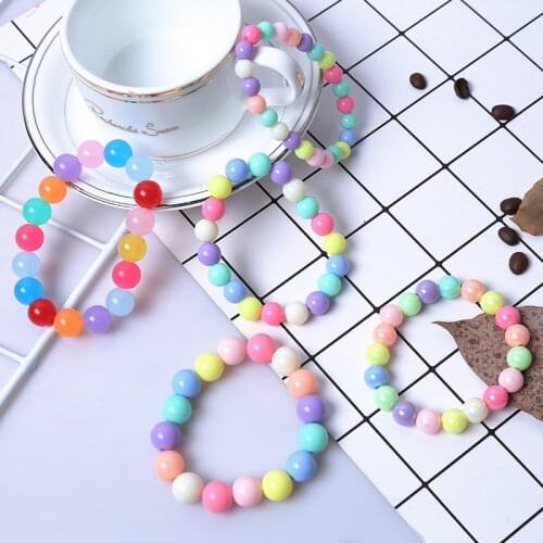 New Cute Candy Color Acrylic Bead Bracelets For Childrens Kawaii Colorful Handmade Star Bead Bracelet Decoration