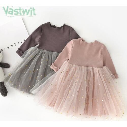 Baby Girls Spring Long Sleeve Tutu Lace Dress Infant Newborn Princess Birthday Party Knitted Dress Christening Gown Casual Wear