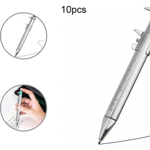 Portable 10Pcs Stylish Flexible Exquisite Caliper Ball Point Pen Sturdy Rollerball Pen with Caliper for Students