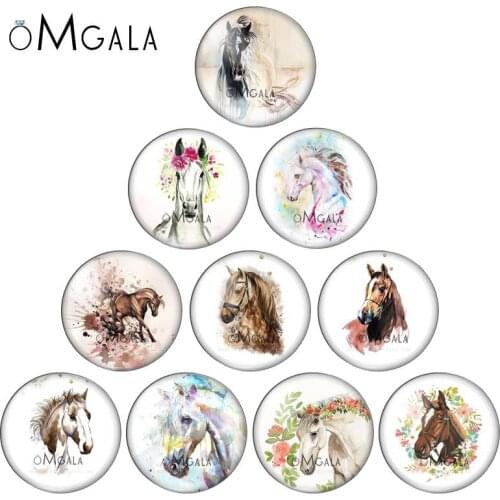 Mix Style Watercolor Flower Horse 10mm 12mm 14mm 18mm 20mm 25mm 30mm Photo round glass cabochon demo flatback Jewelry DIY Making