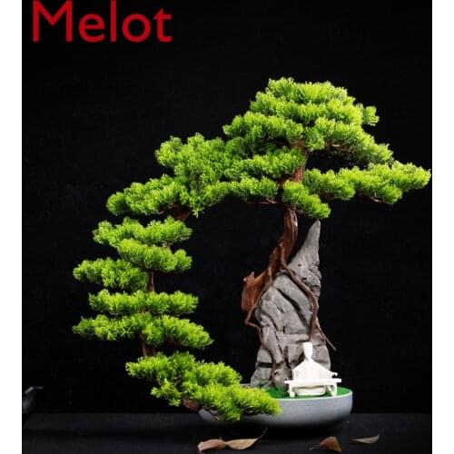 Root Carving Crafts Artificial Greeting Pine Tree Rock New Chinese Living Room Flower Rack Desktop Bonsai Decoration