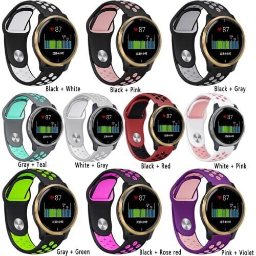 20mm Breathable Water washing Silicone Band Replacement for Garmin Venu SmartWatch Sports Watch for Garmin Vivomove HR WristBand