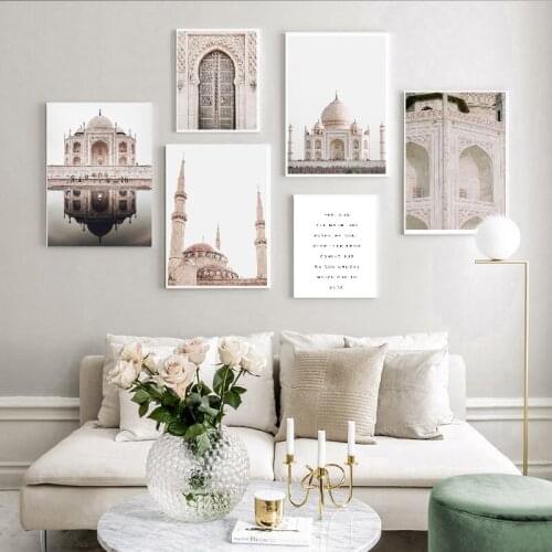 Nordic poster Taj Mahal gate landscape wall art oil painting and printing wall painting living room home decoration painting