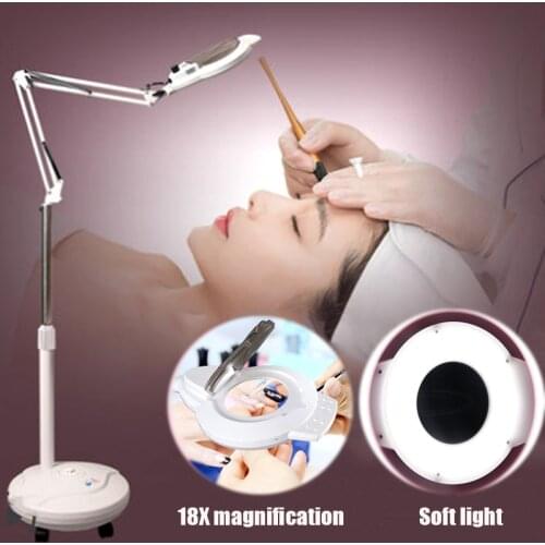 LED Beauty Salon Cold light Lamp 16X Magnifying Glass Tattoo Lamp Beauty Lamp Nail Eyebrow Tattoo Shadowless Floor Lamp Foldable