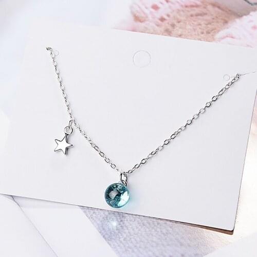 Fashion Women Lady Round Glass Fluorescent Glow In The Dark Moon Long Chain Pendant Necklaces Sweater Star Necklace Jewelry