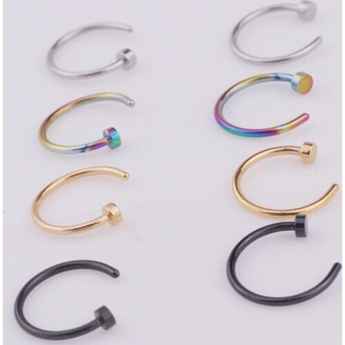 1pc/lot 6/8/10mm Punk Stainless Steel Fake Nose Ring C Clip Lip Ring Earring Helix Rook Tragus Faux Septum Body Piercing Jewelry