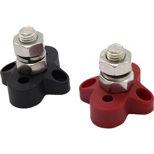 2pcs 3/8inch Marine Stainless Steel Insulated Terminal Block with Single Stud