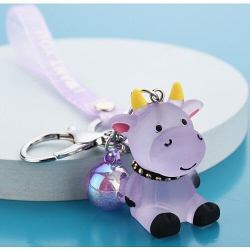 2021 Fashion Cows Keychains Accessories Cute Animal Cartoon Key Chains Pendant Couples Creative Gifts Keyrings