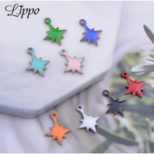 30pcs 10*13mm Copper Both Faced Star Charms Enamel Small Stars For Earring Necklace Pendant