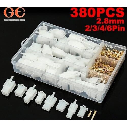 380 PCS 2.54MM White&Gold Copper & Nylon Jumper Pin Housing Connectors for Automobile Airplane Electronic Product butt plug