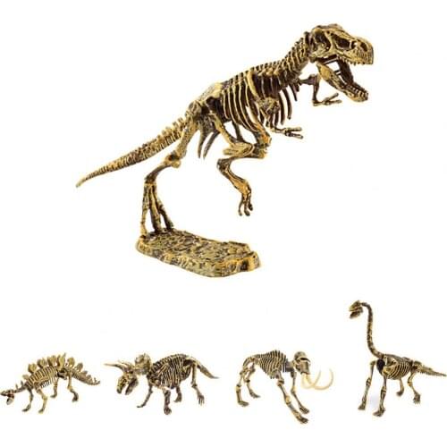 4Pcs/Set Dinosaur Simulation Design DIY Assembly Educational Model Toy Gift for Kids Realistic Desktop Research Ornaments