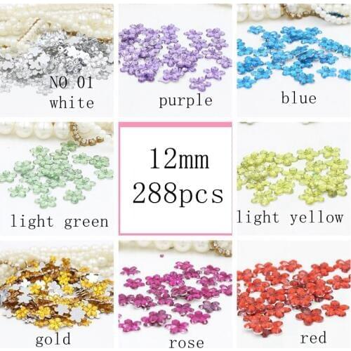 Free Shipping 288pcs/Lot Size 12mm Mixed Colors Flower Design Acrylic beads