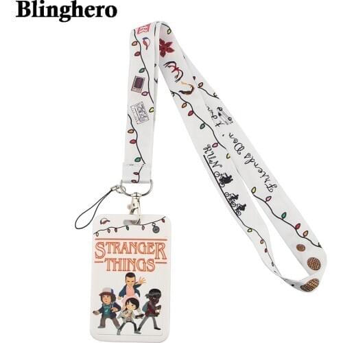 CB229 Office Card Sets ID Badge Case Clear Bank Credit Card TV Show Stranger Things Lanyards Cartoon Anime Keychain