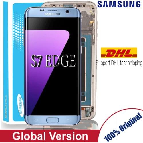 ORIGINAL 5.5'' Super AMOLED display with frame for SAMSUNG Galaxy s7 edge G935 G935F Touch Screen Digitizer Display+Service Pack