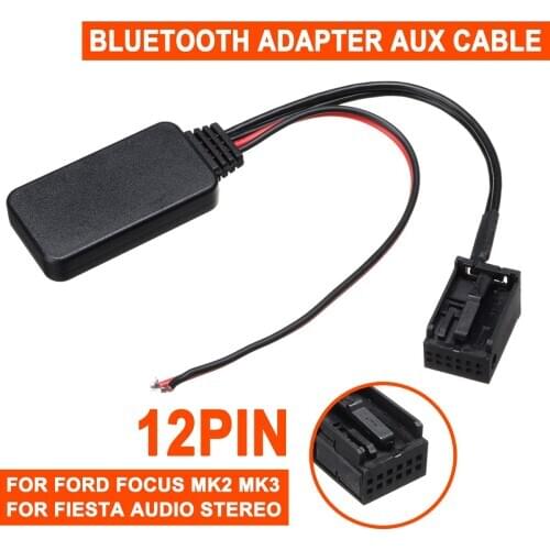 For Ford for Focus Mk2 MK3 for Fiesta 12V 12Pin Rear Port Car Audio Stereo Aux Cable Auto Accessories bluetooth Adapter Wireless