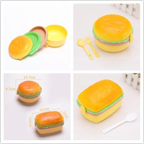 EMS 96pcs/lot Double Tier Hamburger Lunch Box Food Container Storage with Fork Lunch Box Kids Candy Container home decor