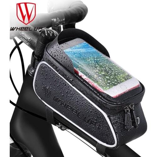 WHEEL UP Mountain Bike Bag Waterproof Mobile Phone Holder Case Front Tube Bag Cycling Bicycle Rainproof Pack Bicycle Accessories