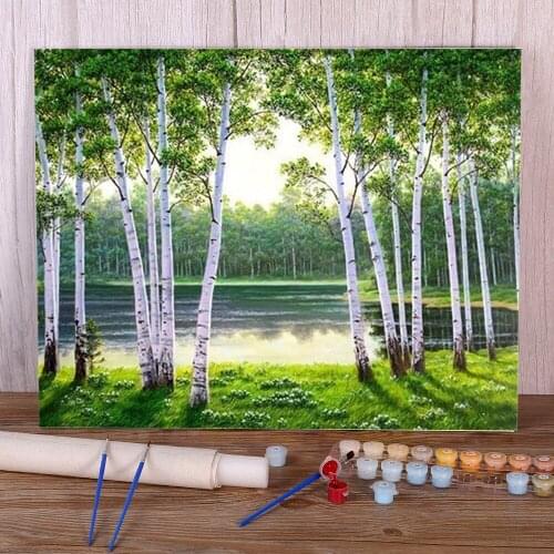 Landscape Tree DIY Painting By Numbers Set Oil Paints 50*70 Picture By Numbers Photo Wall Decoration For Children Handiwork