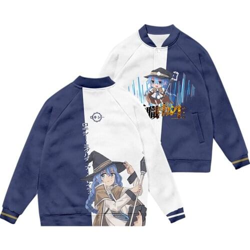 2021 Mushoku Tensei: Jobless Reincarnation Jacket Anime Print Baseball uniform Jackets Sweatshirt Coat Casual Men/Women Jacket