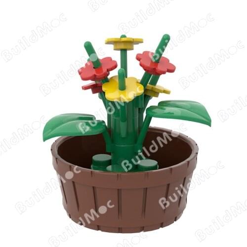 Moc Accessories Bricks Plants Coconut Tree Flowers Grass Cactus Mushroom DIY Building Block Toys For Children Kids Birthday Gift