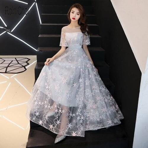 Plus Size Evening Dresses Long Elegant A Line O Neck Lace Formal Wedding Party Dress Robe De Soiree